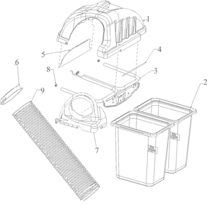 Attachments / 19b30031oem 42and46 Inch Twin Bagger / General Assembly Diagram and Parts List for 13AM77SSA00 2023 Yard Machines Lawn Tractor
